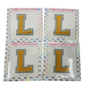 Stoney Clover Lane‎ Yellow Chenille Varsity Letter L Sticker Patch Set of 4 NEW